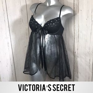 🚨ENDING SOON🚨Sexy Black Polkadot Babydoll